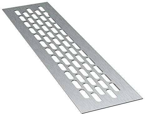 sossai® Griglia di ventilazione in alluminio - Alucratis (1 pezzo) | Rettangolare - dimensioni: 24,5 x 6 cm | Colore: inox | areazione