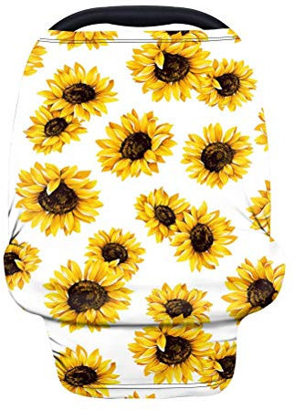 chaqlin Sonnenblumen-Überdachung für Babyschale, vielseitig verwendbar, für Stillen, Einkaufswagen, Hochstuhl, Kinderwagen, Weiß