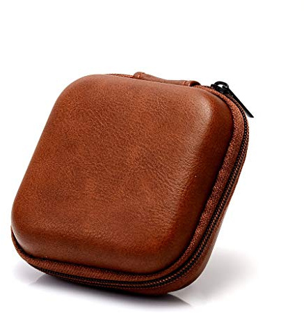 luosh Kopfhörertasche USB-Datenkabel Aufbewahrungstasche Leder Kopfhörer Headset Abdeckung Mini Zipper Pouch Box