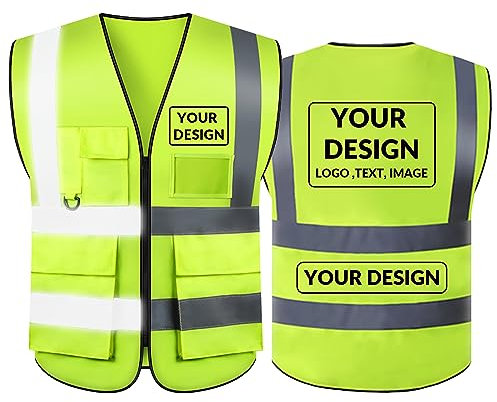Shmimy Reflektierende Weste Klasse 2 Sicherheitswesten ANSI mit 5 Taschen Reißverschluss Hohe Sichtbarkeit Konstruktions uniform