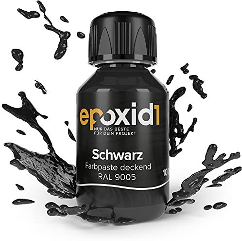 epoxid1® Farbpaste Epoxidharz | Deckende Epoxidharz Farbe | Paste zum Färben von Kunstharz | kräftig deckend & brilliant | Farben für Epoxidharz (Schwarz RAL 9005)