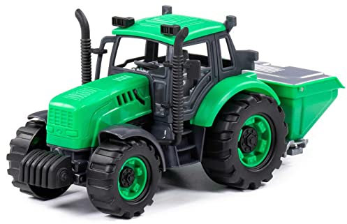 Polesie Traktor Kinder Spielzeug Progress mit Düngerstreuer grün Schwungrad Fahrzeug +3J