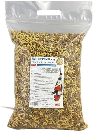 Pond Friend Food Sticks Multi-Mix Variety Blend Of Staple Growth Koi & Colour Fish Food - 1.75kg 7L