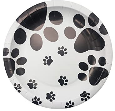 7 Inch Disposable Plates, 50 Pcs Paper Plates, Tableware Plates, Party Supply Plates For Birthday Party Baby Shower Wedding Party (Dog Paw)