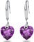 Orecchino da Donna in Argento Sterling 925 5A Rotondo Pera a Forma Quadrata con Zirconi Ciondola l'orecchino per la Signora Anniversario Regalo di San Valentino (Cuore - Viola)