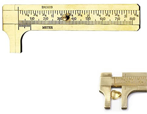 Calibro in Ottone Mini Righello Tascabile, Vernier Caliper Strumento di Misurazione Scorrevole a Doppia Scala, 80mm