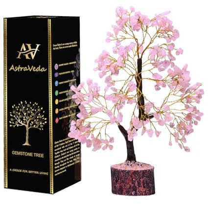 AstraVeda Rose Quartz Crystal Tree, Tree of Life, Chakra Tree, Feng Shui Tree, Positive Energy Tree, Meditation Gift, Crystals and Stones, Spiritual Items, 300 Beads