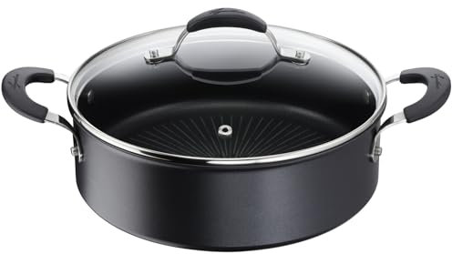 Lagostina Tempra, Casserole Basse 26cm avec Couvercle, Revêtement Antiadhésif en Titane Anti-rayures et Fond en Acier Inox, Manches Rivetés, pour Toutes les Sources de Chaleur Compris l'Induction