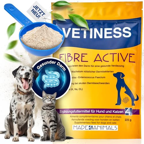 Vetiness Fibre Active Probiotika für Hunde und Katzen, Unterstützung der Darmflora und Verdauung, 225 g