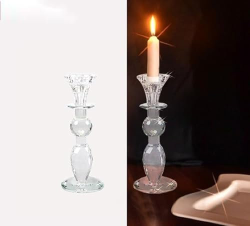 2er Set Kristallkerzenständer Designer Kerzenleuchter aus Kristallglas Kristall Kerzenleuchter Höhe gesamt ca. 20,5 cm