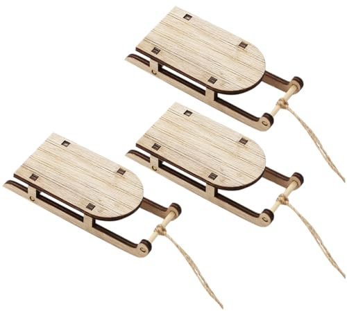 FUNOMOCYA 3stücke Miniatur Schlitten Aus Holz Mini Holze Schlitten Für Tischdekoration Weihnachten Dekor Holzschlitten