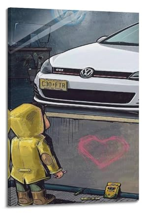 KAIPA Sportwagen-Poster für VW Golf GTI mit Jungentraum Auto-Poster, dekoratives Gemälde, Leinwand-Wandposter und Kunstdruck, modernes Familienschlafzimmer-Dekor-Poster, 60 x 90 cm