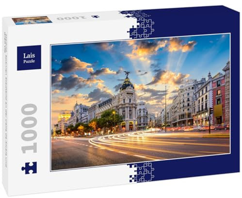 Lais Puzzle Madrid, Spanien Stadtbild an der Calle de Alcala und Gran Via 1000 Teile
