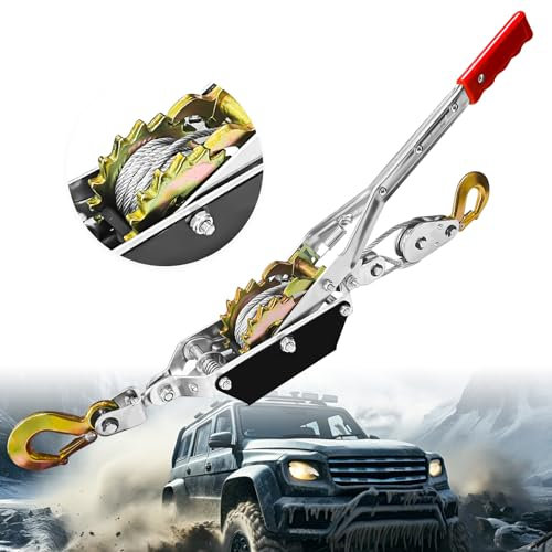 SENKEYFE Come Along Seilwinde, strapazierfähig, 2 Zähne, Zugwerkzeug, 2 Gänge, 2 Haken, Kabelwinde Abzieher, Komm Along Power Puller Ratschenwerkzeug für Bau, Automobil, Bauernhof, Zäune