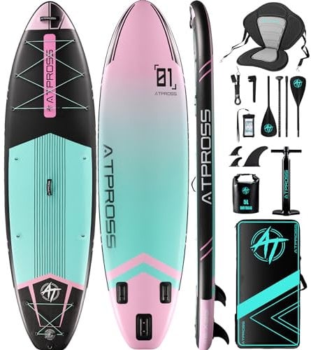 ATPROSS Tavola da paddle gonfiabile, 350 x 89 x 15 cm, 200 kg, extra larga per adulti, con kit di accessori per SUP di alta qualità, Blow Up Kayak non scivola, per yoga, pesca, surf