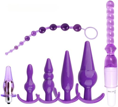 7pcs Silicone Anal Butt Plug Anal Plug Trainer Beginner Kit Set Silicone Butt Plug Dildo Beads Prostate Massager Sex Toys for Men Women Sex Toys