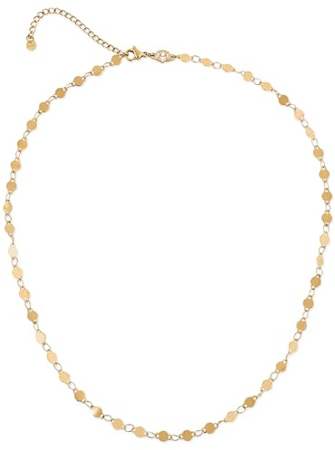 Akitsune Grace Damenhalskette 42 cm inkl. 5 cm Verlängerung | Elegante Plättchen 316L Edelstahlhalskette für Frauen | 2 mm Durchmesser | Wasserfest und Antiallergen | 18K Gold