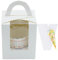 KEYIDO 24 Pcs Individual Cupcake Boxes with 50 Pcs Sweet Cone Bags and Ties White Single Cupcake Boxes with Clear Window Inserts for Wedding Birthday Party Favors