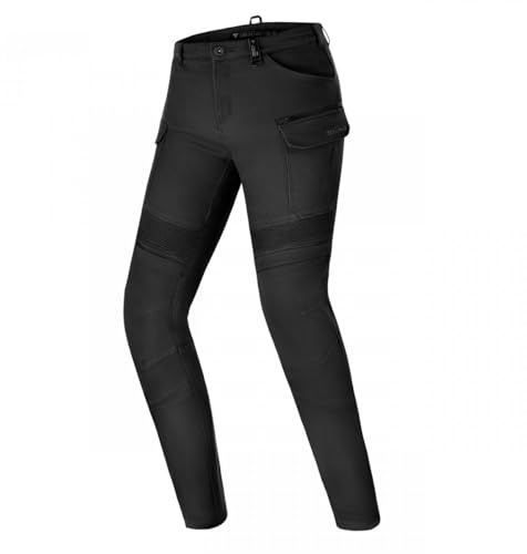Shima Giro Motorrad Hose Damen mit Protektoren Airforce Knieprotektoren Motorradhose Kurzgrößen Hosen für Mann Protektorenhose Textilhose Urban Stretch Cargohose Lang (Frauen, Schwarz, 30/30)