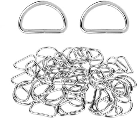 Sliverdew 50 Stück D-Ringe 25mm Halbrunder Ring Metall-D-Ringe Schnalle für Gürtel Rucksack Gürtelschnallen Handtaschen Bastelzubehör Schlüsselanhänger Hundeleine Geldbörse