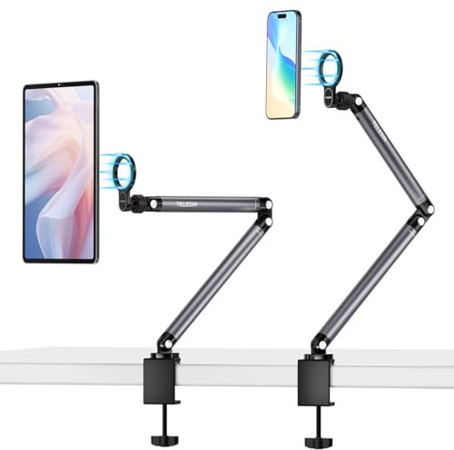 TELESIN Magnetische Handyhalterung Bett - 360° Drehbarer Handy Halterung-Kompatibel mit MagSafe, Handyhalterung Tisch für Phone/Tablet, usw, Holder für Schlafzimmer, Schreibtisch beim Lesen/Streaming