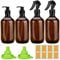 benlidoner Soap Dispenser Set with 2 Pcs Spray Bottles 500ml Amber Pump Bottle Dispenser Refillable Hand and Dish Soap Dispenser with Label Funnel for Bathroom Kitchen Countertop, 4 Pack