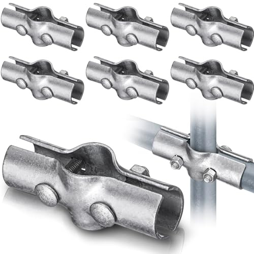 MorningRo 6 Pack 1-5/8 Line Rail Clamp for Chain Link Fence, Chain Link Fence Parts, 3 Way Cross Pipe Clamps Cross Grid Pipe Connector Clamps with Bolt Parts