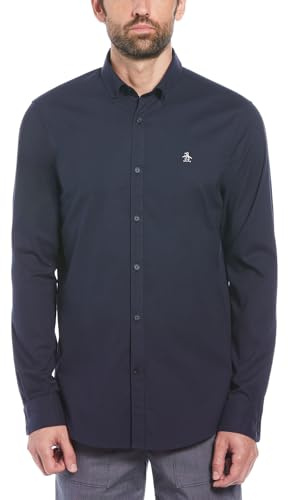 Original Penguin Men's Men's Ecovero™ Oxford Stretch Shirt Long Sleeve Button Down Shirt
