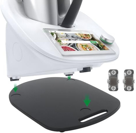 Gleitbrett für Thermomix TM6 TM5 - Rollbrett für Thermomix Vorwerk Küchenmaschine, Bambus Unterlage Brett mit Rollen TM5 TM6 Zubehör Schnelles Bewegen Rollbrett mit Gummifüße Schwarz