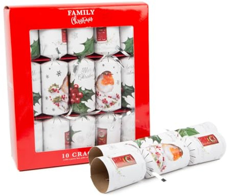 Classic Christmas Family Party Crackers for loved ones | Birthday Party Crackers | Luxury Christmas Party Crackers | 10” x 12” (ROBIN AND HOLLY)