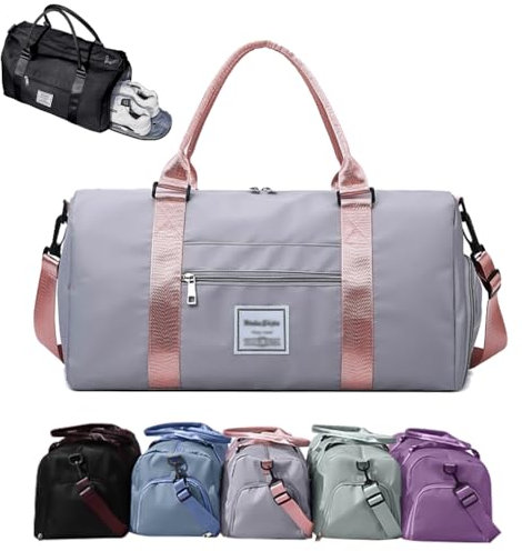 Cartlant Sporttasche Herren Damen, Gym Bag Trainingstasche mit Schuhfach und Nassfach, Wasserdicht Sporttaschen Handgepäck Tasche Reisetasche Saunatasche Duffel Bag für Fitnessstudio Travel (Grau)