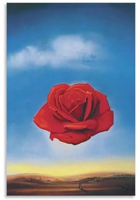 Salvador Dali Wandkunstdrucke, rote meditative Rose, Poster, Kunstdruck, Poster, Wandkunst, Gemälde, Leinwanddekoration, Heimposter, 40 x 60 cm
