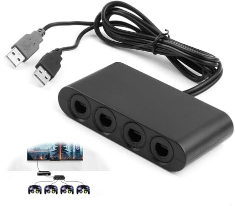 Game Cube Controller Adapter for Switch Wii U and PC USB, 3 in 1 Converter Game Controller Adapter 4 Port Support 4 Players Online at The Same Time Vibration Features No Delay
