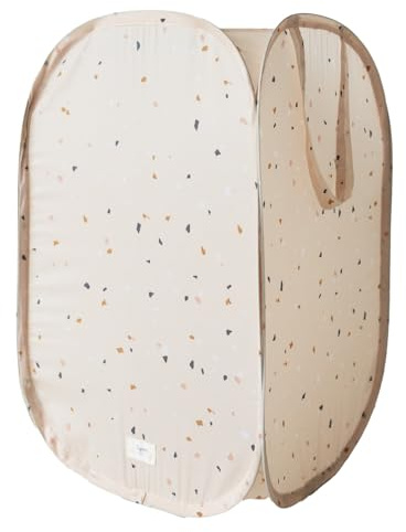 3 Sprouts Wäschekorb Pop-up Kinder, faltbar, Terrazzo Beige | selbststehender Pop-up Stoffkorb Seitengriffe für Transport für Wäsche, Handtücher und Schlafbereiche flach verstaubar