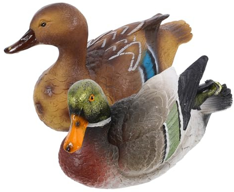 Figurine de Canard Flottante pour Bassin de Jardin, Lot 2 en Résine | Décoration D’Extérieur Résistante aux Intempéries, Installation Simple, Rendu Réaliste, pour Étang et Piscine