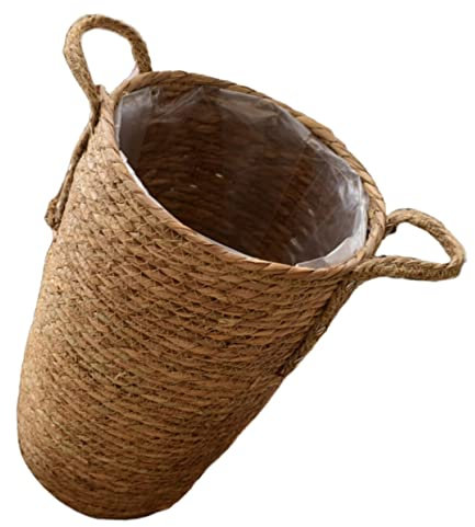 BESPORTBLE Grass Woven Flower Basket Woven Basket Decor Tall Wicker Planter Indoor Large Pot Planters for Rustic Wicker Basket with Lid Rattan Macrame Flowers Plants Outdoor Straw