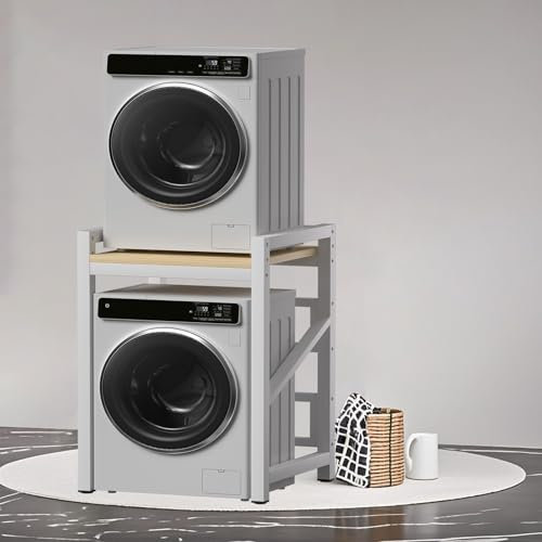 WPPTNSFY Supporto Lavatrice Asciugatrice, Mobile Colonna Lavatrice Asciugatrice, Risparmio di Spazio, Regolabile in Altezza, per Bagno Cucina Balcone Lavanderia 73X63X105 CM