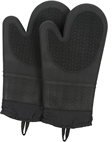 VDLLQYN, Guantes Premium for Estufa de leña - Manoplas de algodón Texturizado Antideslizantes for Asar, cocinar y Hornear - 1 par de Guantes Negros de Trabajo y jardinería ，Cubre Manillar Moto