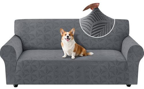 Ystyle Universal Sofa Überzug 3 Sitzer mit Armlehne, Hellgrau | Weicher Stretch Sofabezug, Couchbezug Kratzfest Rutschfest, Strecken Sofaüberwürfe, Sofaschoner Waschbar für Wohnzimmer