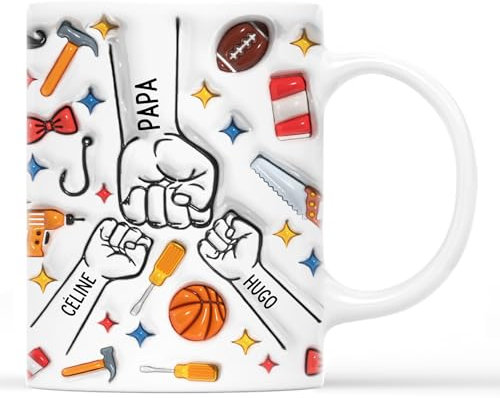 Cadeau Plus Mug Personnalisé Prénom - Le Meilleur Papa Papy - Cadeau fete des peres personnalisable, Tasse papa original, Papi mug, Tasse grand pere (Modèle 2)