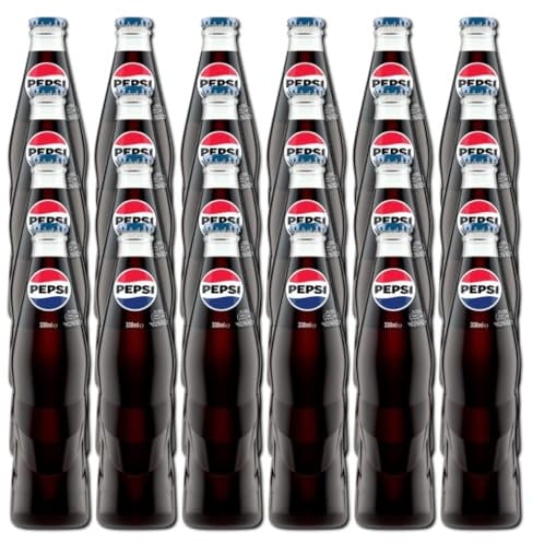 Pepsii Original Cola Flavoured Fizzy Soft Drink with Sugar and Sweetners 330ml Glass Bottle Suitable for Vegan Recyclable (Pack of 24)