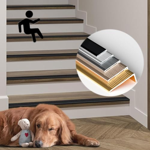 Non Slip Stair Edge Trim Stair Nosing Protector for Step Threshold 90cm L Shaped Step Cover Indoor Outdoor Door Wooden Metal Tile Floor Edging