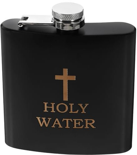TOPPERFUN Stainless Steel Holy Water Flask Portable Hip Flask for Outdoor Activities Compact Whiskey Bottle with Cross Design for Travel and Christian Baptism
