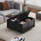 KEEPREAPER Black Lift Top Coffee Table with Storage, Square Black Coffee Table with Large Hidden Storage, Wood Living Room Table Center Table for Living Room Dining Reception Room