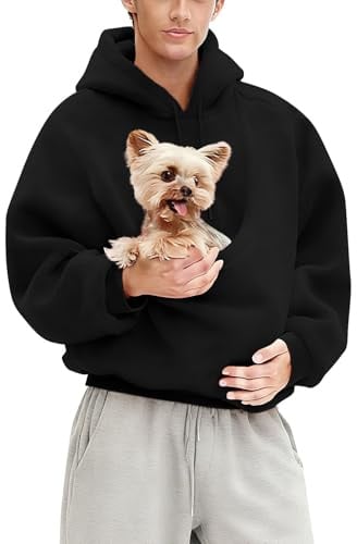 HUIFUAO Sweat à capuche avec poche kangourou, sweatshirt amusant avec poches pour chien, chiot, chat, bébé, pull à manches longues pour animaux domestiques