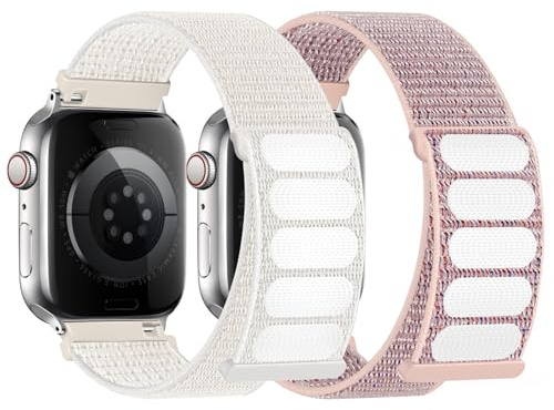 Raradev 2 Stück Nylon Armband Kompatibel mit Apple Watch Armband Sport Loop | Für Damen und Herren, passend für iWatch SE 1/2/3, Series 1 2 3 4 5 6 7 8 9 10 11 Ultra,Größen 38/40/41/42/44/45/46/49mm