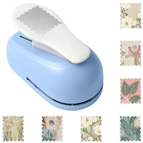 Briefmarken Stanzer Groß 2,9×2,4 cm, Motivstanzer Briefmarkenform mit Gezahnten Rändern, Tragbarer Manuelle Bastelstanzer für Scrapbooking, Papierbasteln, Kartenherstellung und Etiketten
