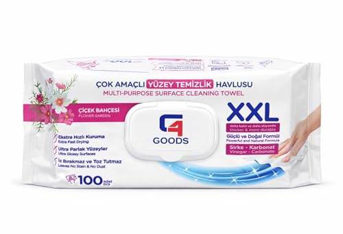 G4GOODS Extra Large Scented Wet Wipes,100 Count (Pack of 1) Flower Garden Cleaning Wipes, Multi Surface Disinfectant, Kills 99.99% Germs, Thick Cloth Wipes for Kitchen, Bathroom & Hands, Alcohol Free