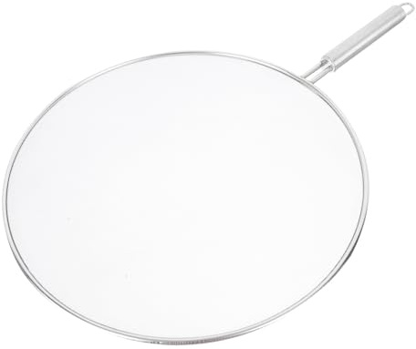 GOOHOCHY Stainless Steel Oil Proofing Lid with Long Handle, Portable Filter Pot Cover for Frying Pan Spit, Splash Guard for Kitchen Cooking, Sturdy 13-inch Splash Screen