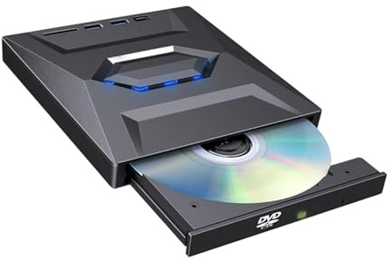 Unità Blu-ray esterna 7 in 1, USB 3.0/tipo C, masterizzatore portatile BD/DVD/CD con hub USB, lettore di schede SD/TF, 6 unità ottiche Blu-ray per laptop e PC desktop (1 pezzo)
